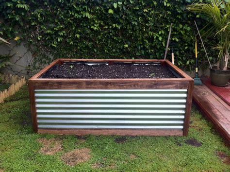 planter box corrugated metal|galvanized steel raised garden bed.